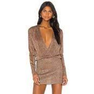 NWT Superdown Aura mini dress in mocha metallic